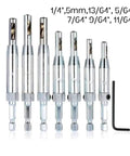 Heavy Duty Self Centering Hinge Drill Bit Set For Cabinet Hardware Installation HSS Steel Woodworking Kit shown with various sizes.