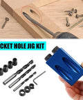 Pocket Hole Jig Kit For Woodworking, Aluminum 14-Piece Joint Locator Set With 15 Degree Guides And 6, 8, 10mm Drill Bits.