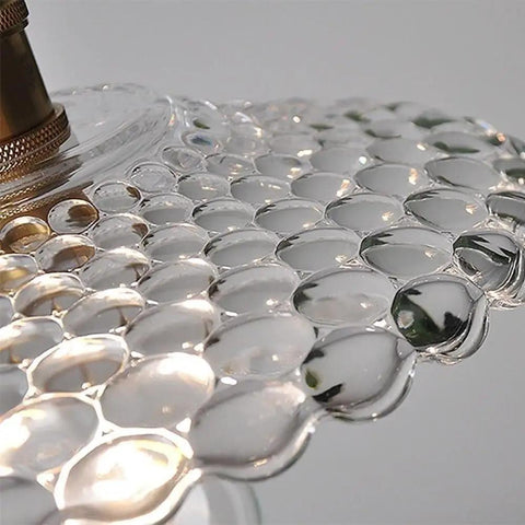UIOLCFF Classic Creative Personality Nordic Minimalist Glass Shade Single-Head Hanging Light close-up of textured glass shade