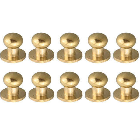 Straight Up Gold Tiny Drawer Knobs With Matching Screws, set of small round handles for cabinets and jewelry boxes.