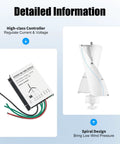100W Vertical Axis Wind Turbine Kit With Controller And 2 Blades For Home Use, Durable Wind Power System, controller and turbine