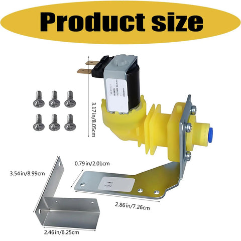 Ice Machine Water Inlet Assembly Replacement Part 000008486 With Solenoid Component And Hardware Kit For Maintenance Checks DIY Ready Durable Easy Install Replacement For Ice Makers And Ice Machines, yellow plastic and metal, 3.17 in