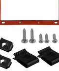 Pilot and igniter replacement kit for natural gas water heater; red mounting frame with assorted screws and black clamps