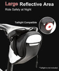 Water Resistant Under Seat Bike Bag 1L Saddle Pack For Mountain Road And City Commuter Bikes PVC Free Construction With 900D Oxford Fabric And PU Coating Rainproof Lightweight Easy Access Storage mounted on bike with reflective trim