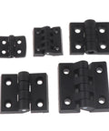 Rotating Concealed Door Hinge For Cabinets And Small Black Plastic Bearing Hinge 1 piece shown in multiple angles on white background