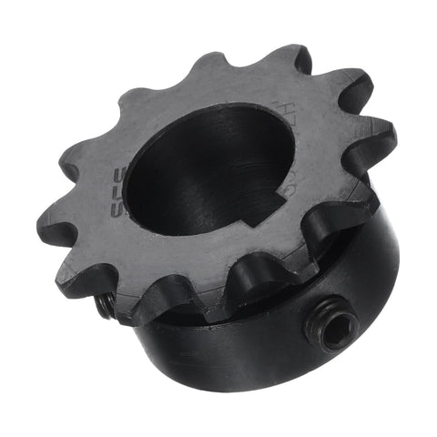 12 Tooth Chain Roller Sprocket B Type With Three Quarters Inch Bore Keyway And Set Screws Carbon Steel Black Oxide Finish