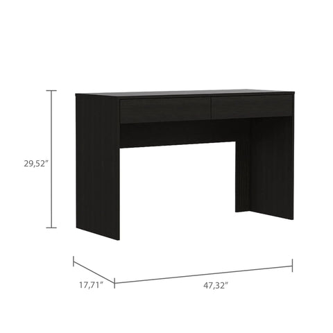 Adjustable Gaming Computer Desk With Dual Storage Drawers And Smooth Height Control, 29.52in tall, 47.32in wide, black finish.