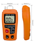 Pro Grade Wood Moisture Meter Digital Humidity Tester for Timber with Large LCD, Orange Case, Four Modes A and B Teak Walnut Afrormosia