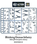 Sprue sheet of German WWII 28mm Bolt Action Infantry Miniatures Set, plastic figures for tabletop wargaming, unassembled parts