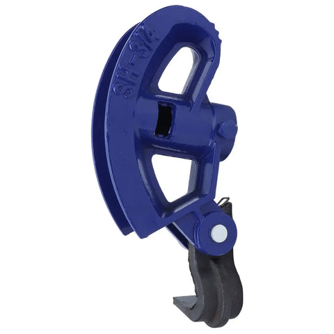 Solid Manual Pipe Bender for 3/4 Inch Conduit, blue metal tool for bending half to three quarter inch tubes.