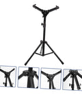 Dope Alloy Drum Rack Practice Shelf Featuring A Folding Snare Stand And Portable Tripod Mount shown from various angles with sturdy black frame.