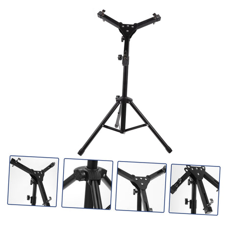 Dope Alloy Drum Rack Practice Shelf Featuring A Folding Snare Stand And Portable Tripod Mount shown from various angles with sturdy black frame.