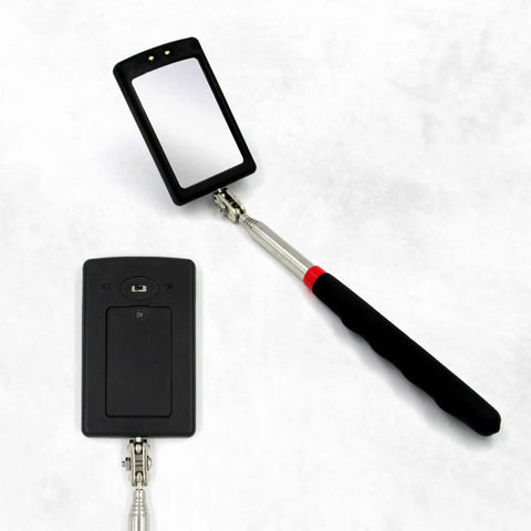 Telescoping Inspection Mirror With Light For Auto Repair Gearheads, 360 Degree Rotating Mechanic Mirror On A Stick, Extendable Weld Inspection Tool.