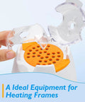 Real Deal Eyeglass Frame Heater With 70 To 130 Fahrenheit Hot Air Glass Warmer showing clear cover and orange felt pad.