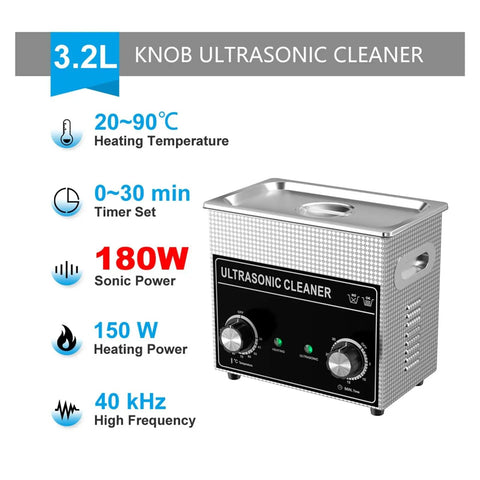 Top Shelf Ultrasonic Cleaner 2.3 Liter Tank 180 Watts Runs Like A Champ with adjustable heat and timer