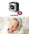 Nema 17 Stepper Motors Kit, 5 Pack, 42x23mm 42BYGH, low noise motor next to sleeping baby, highlighting quiet operation.