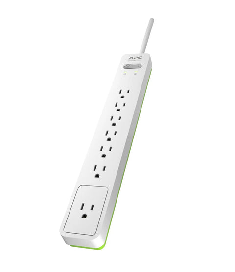 Power Strip Surge Protector With 1440 Joules, 7 Outlets, Flat Plug And Right Angle Plug, 6 Foot Cord, Block Spaced Outlet
