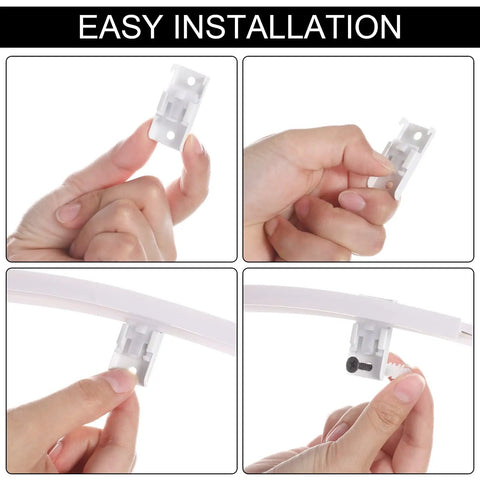 Flexible Curtain Track System Dope Bendable Ceiling Rail For Curved Walls And Wall Mount White 10 Meters Long Includes 80 Rollers 80 Hooks 30 Brackets For Living Room Bedroom RV Divider bracket installation on curved white rail