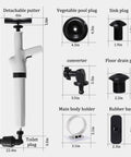 9 In 1 Air Plunger Kit For Toilets, Drains, Kitchens And Bathrooms With 9 Heads, high pressure pneumatic plunger components