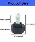 Heavy Duty Black Knurled Thumbscrews M6 Carbon Steel Grip Knobs dimensions diagram showing size measurements.