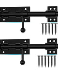 Kickass Heavy Duty Slide Bolt Gate Latch, Solid Stainless Steel Security Bolt Locks For Fences Backyards Garage Doors Cupboards And Windows, 7.8 Inch Black Double Pack with mounting screws.