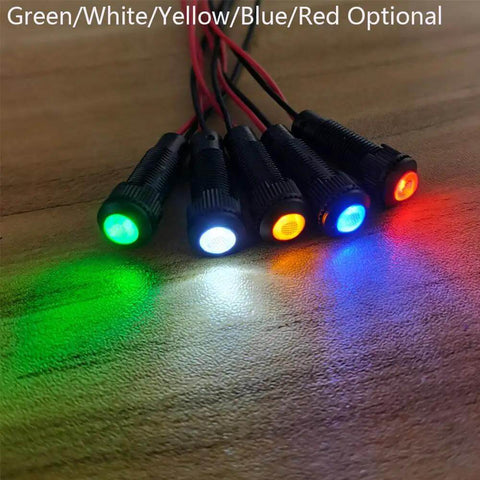 Eight Piece LED Indicator Pilot Lights Set Red Blue Green White For Panel Mount 8mm Hole AC DC 12 24V flame retardant shell
