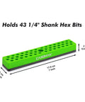 One Quarter Inch Hex Bit Organizer With Magnetic Base In Green Holds Up To Forty Three Hex Bits Built Tough Magnetic Bit Tray