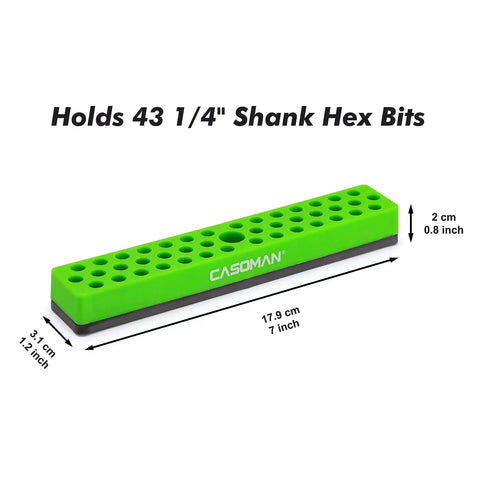 One Quarter Inch Hex Bit Organizer With Magnetic Base In Green Holds Up To Forty Three Hex Bits Built Tough Magnetic Bit Tray