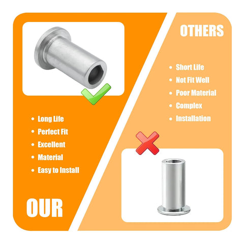Front view of silver metal bearing sleeve for Crathco bubbler jet spray, 2-pack.