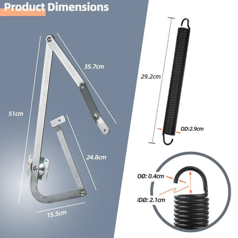Dimensions of Attic Ladder Hinge Arms With Springs Replacement Kit For Werner Mk5 WU2210 W2208 W2210 ladders after 2010
