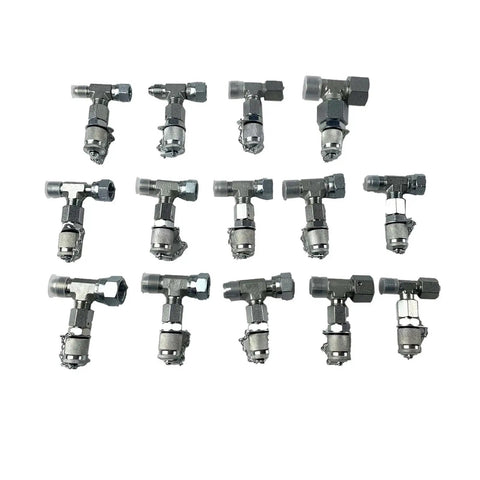 14 Piece Tee Fittings Connector Set For Hydraulic Pressure Gauge Test Kit Pro Grade Refurbished Quality Durable Quick Connects For Diagnostics