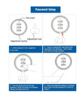 Password setup instructions for Three Digit Keyless Cabinet Lock With Zinc Alloy Body And Steel Cam Lock, showing adjustment tool use.