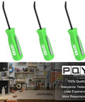 Mini Pocket Pry Bar Set of 3 With Pocket Clip in Green, About 4.4 Inch Length showcased above a workshop table with tools.