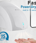 Wall Mounted Hand Dryer 1600W For Bathrooms Automatic High Speed Warm Wind Drying 110V Plug In Quick 10 To 15 Second Dry