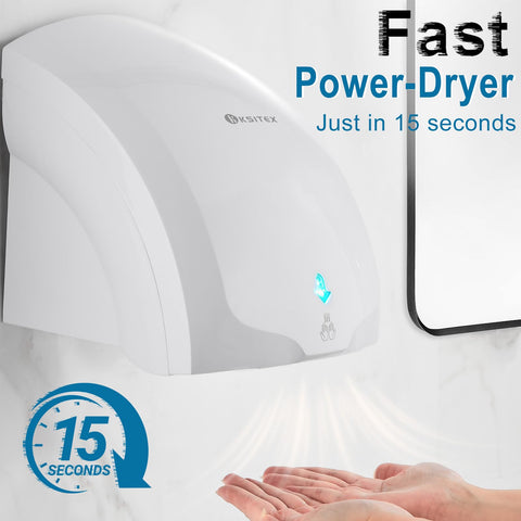 Wall Mounted Hand Dryer 1600W For Bathrooms Automatic High Speed Warm Wind Drying 110V Plug In Quick 10 To 15 Second Dry