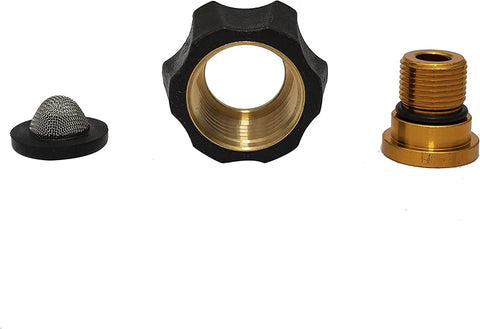 Water Inlet Fitting For Pressure Washer Pumps Heavy Duty Replacement Part displayed with brass fitting and mesh filter