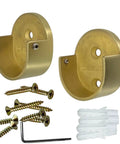 Heavy Duty Satin Brass Closet Rod End Sockets 32mm Diameter Screw On Flanges For Wardrobes 1 Pair Built Tough Durable Clothes Pole Mounts Easy Install End Brackets For DIY Closet Rod System with screws and anchors