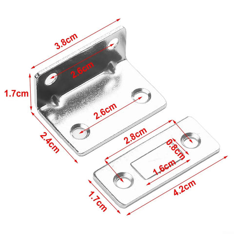 Invisible Magnetic Cabinet Latch No Drill No Hassle Install Door Catch Silver 38x24mm with dimensions highlighted
