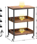 Slick Three Tier Rolling Kitchen Microwave Cart Featuring Rugged Steel Frame For Hella Spacious Storage And Smooth Mobile Coffee Bar Or Living Room Side Table Platform, showing dimensions and weight capacity.