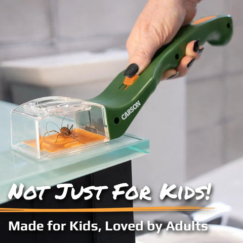 5x Magnifying Bug Catcher With One-Handed Quick Release Trap For Indoor Outdoor Exploration Kids And Adults STEM Learning Toy For Safe Bug Viewing And Easy Release, clear acrylic chamber