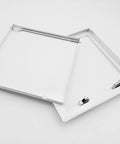 Heavy Duty 6X6 Inch Access Panel Door With Quick Push Lock Fit For Walls And Ceilings Straight Shot Setup For Hvac Plumbing Electrical And Crawlspace Work White Finish open panel showing frame and latch mechanism.