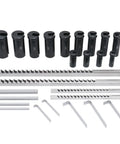 HSS Keyway Broach Set 4mm 5mm 6mm 8mm Metric Keyway Tools With Slotted Bushings And Shims displayed in precision formation