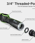 Heavy Duty Metal Garden Hose Wand With 8 Spray Patterns 15 Inch Long Nozzle Sprayer Thumb Flow Control Pro Grade Quality detail