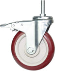 Bad Boy Heavy Duty 5 Inch Swivel Stem Casters 900 Lbs Capacity 360 Slick Rolling Wheels With Dual Safety Locks For Utility Carts and gear transfers pack of four bold red wheel close-up.