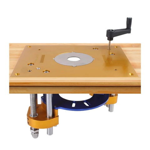 Premium Kickass Aluminum Router Lift And Table Insert Plate For Hella Precise Milling Flip Board and Woodworking Trim Machine Upgrade view on workbench