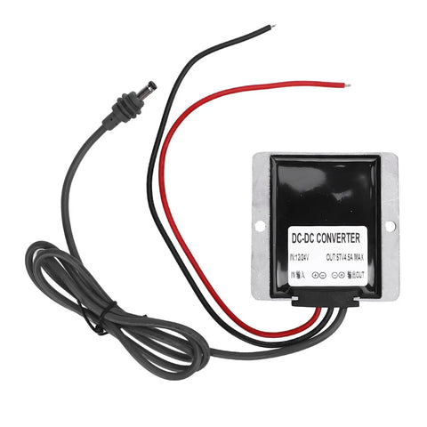 No Stress Step Up DC Boost Converter Cable delivering dead serious 57V 4.5A amp output with black and red wires.