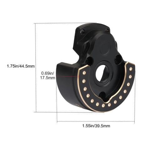 Brass Front Portal Cover Weight 176g for One Tenth Vanquish VP VS4 10 RC Crawler F10 with dimensions labeled