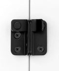 Two Pack Heavy Duty Flip Latches In Black Stainless Steel For Barn Gates And Sliding Doors Great For Cabinets And Closets 1.81 By 1.77 Inches Durable Hasps With Secure Bi Fold Door Lock Antique Style Hardware close-up