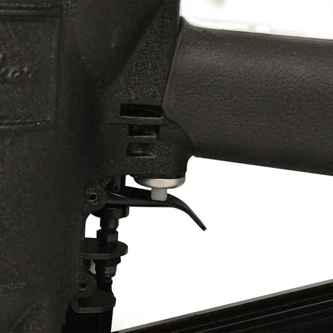 Close-up of trigger on 21 Degree Full Round Head Framing Nailer No Depth Adjustment Delivers Two To Three And A Quarter Inch Nails