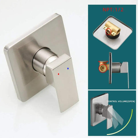 Brushed Nickel Shower System With 8 Inch Square Rain Shower Head, 14 Inch Extra Long Shower Arm, Rough-In Valve And Brass Trim Kit, All Metal Durable Shower Faucet Set For Bathroom Renovation